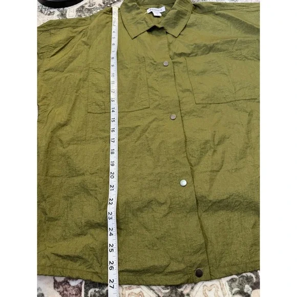 Athleta Green Nylon Utility Jacket Shirt Oversized Relaxed Fit Medium Athleisure - Picture 7 of 12
